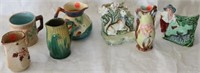 7 PCS MISC. MAJOLICA INCL. TWO FIGURAL