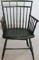 19TH C. BIRD CAGE WINDSOR ARM CHAIR W/ OLD