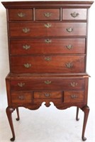 18TH C. RESTORED QUEEN ANNE HIGH BOY, MAHOGANY,