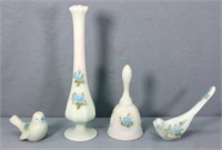 4pc. Fenton Hand-Painted Satin Glass