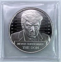 1oz Silver Trump 'Never Surrender' Mugshot .999