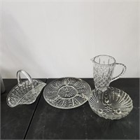 4 Pressed Glass Serving Pieces