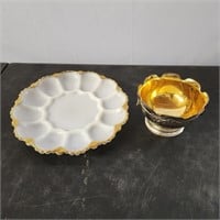 White Glass Deviled Egg Tray, Bowl