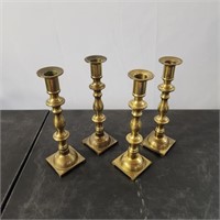 Set of 4 Brass Candlestick Holders
