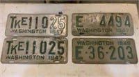 (4) Vintage 1947 & 1949 Washington License Plates