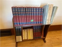 Wood book stand- 24x12x22.5” tall with contents