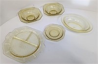 Assorted Canary/Madrid Yellow Depression Glass