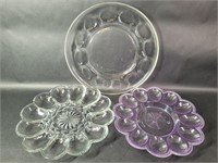 Glass Deviled Eggs Platter, Purple Plastic Platter