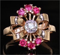 14kt Rose Gold Antique Ruby & Diamond Ring