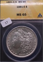 1881 S ANAX MS65 MORGAN DOLLAR