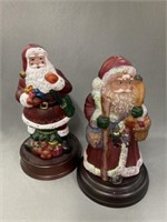 (2) Contemporary Glass Paint Decorated Santas