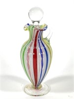 Murano Glass Cruet w Colorful Stripes, Stopper