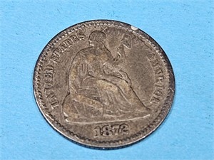 1872 Seated LIberty Silver 1/2 Dime