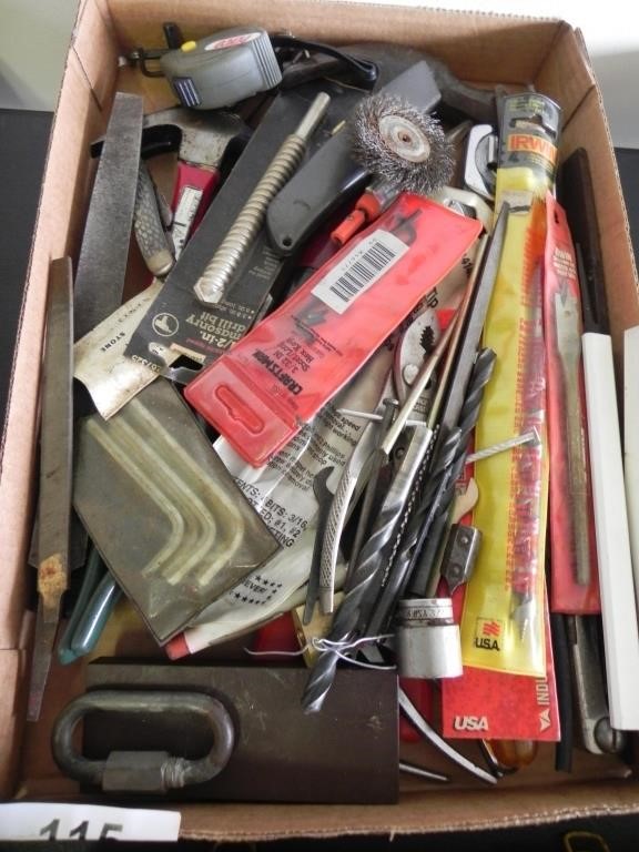 Box of Misc., Allen Wrenches, Drill Bits,
