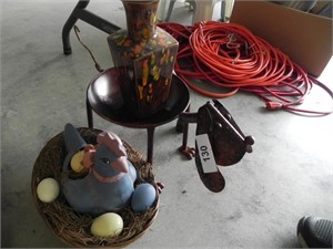 Vase, Hen on Nest, Dog Sculpture