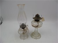 Lot (2) Clear Glass Oil Lamps