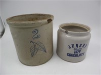 Lot (2) Stoneware Crocks - Jersey Hot Chocalote &