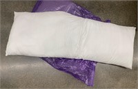 White body pillow with grey pillowcase