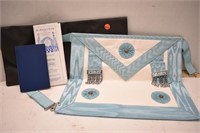 Masonic regalia with pamphlet, book and storage