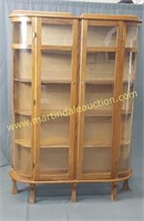 Vintage Double Door Curved Glass Curio Cabinet