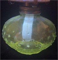 Hobnail Uranium Glass Oil Lamp