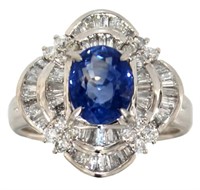 Platinum 2.94 ct Natural Sapphire & Diamond Ring