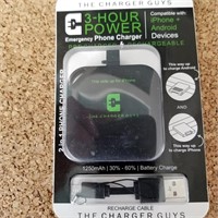 EMERGENCY PHONE CHARGER  2 IN 1 PHONE CHARGER NEW