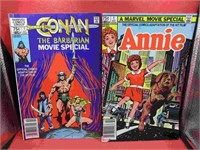 1982 Lot 2 Movie Comic Books #1 Conan #1 Annie
