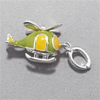 Sterling Silver Helicopter Pendant/Charm