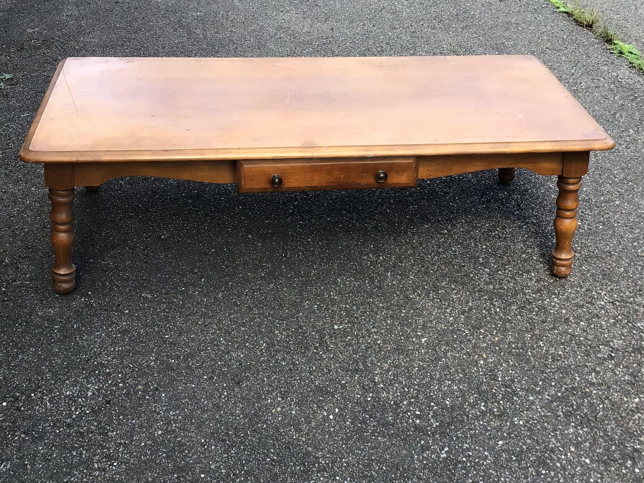 WOOD COFFEE TABLE = WITH DRAWER = NICE SHAPE