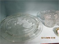 Fostoria Punch Cups , Pressed Glass Cake Plate