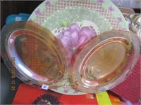 2 Vtg. Orange Marigold Carnival Oval Platters