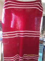 Handmade Red & White Crocheted Blanket Throw