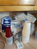 Lot of Disposable Plates, Bowls and Flatware