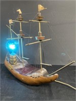Vintage wooden Ship Table Lamp. Works!  Approx.