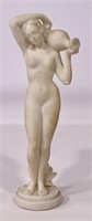Water girl, Parian marble, 2" base, 9.25" tall