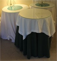3pc Wood Tables w/Glass Tops