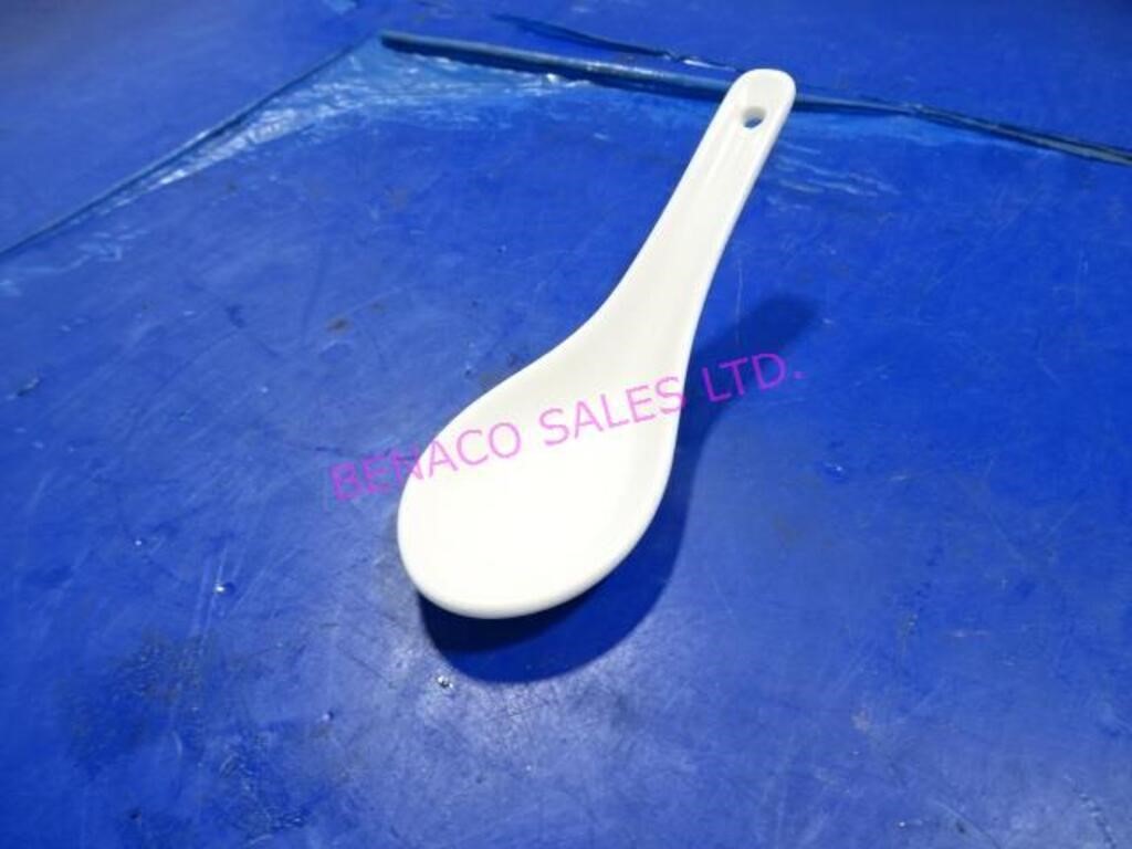 LOT,74PCS WHITE CERAMIC RAMEN SPOONS