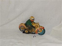 Tin toy wind up motorcycle 7" long