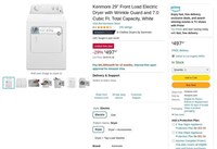 A790  Kenmore Electric Dryer, 29", 7.0 Cubic Ft.,