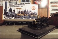 Ford Model T touring model car and train car with