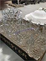 Glass pitcher & 11 glass glasses