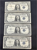 4 1957A $1 Silver Certificate Notes