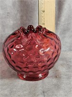 CRANBERRY ART GLASS ROSE BOWL