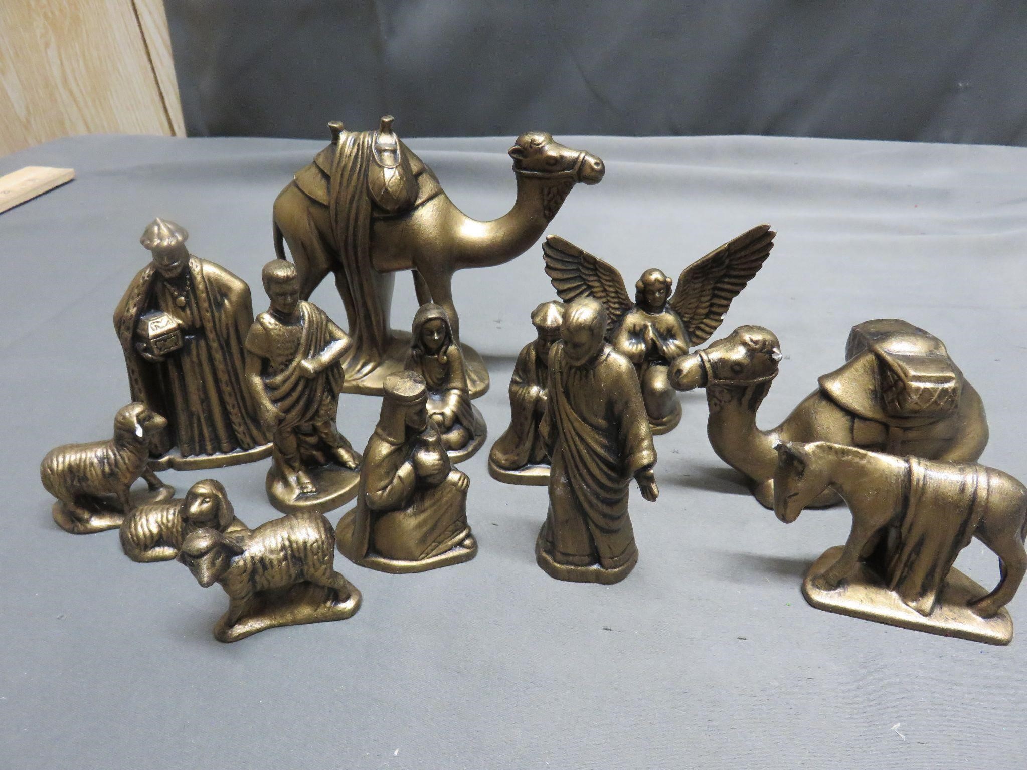 Lot of Gold Colored Nativity Scene Figures