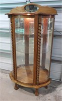 Curved Glass Front Oak China Cabinet