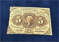 FR 1230 Five Cents Fractional Currency Note 1862