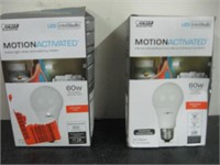 2 MOTION ACTIVATED LED 60W BULBS