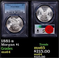 PCGS 1881-s Morgan Dollar $1 Graded ms64 By PCGS