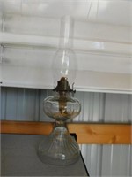 Vintage glass oil lamp, 20"H